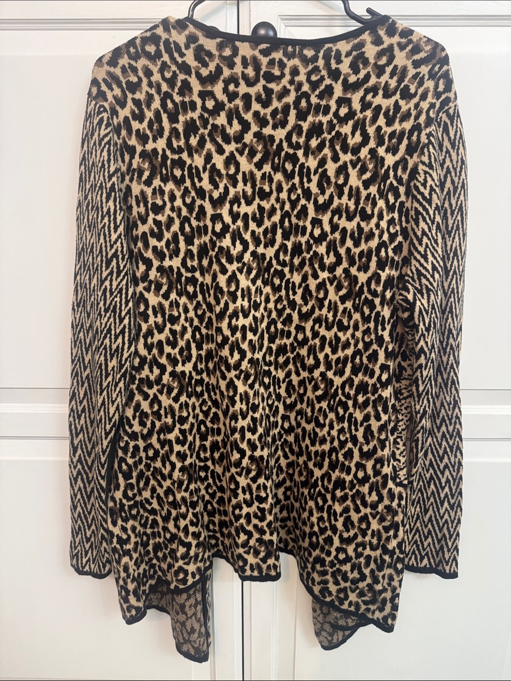 Chico's Mixed Animal Print Open Cardigan in Tan and Black Size XL 100% cotton - Picture 6 of 6